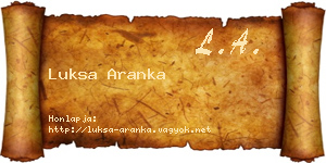 Luksa Aranka névjegykártya